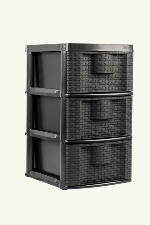 GAVETEIRO RATTAN 3 GAVETAS - PRETO