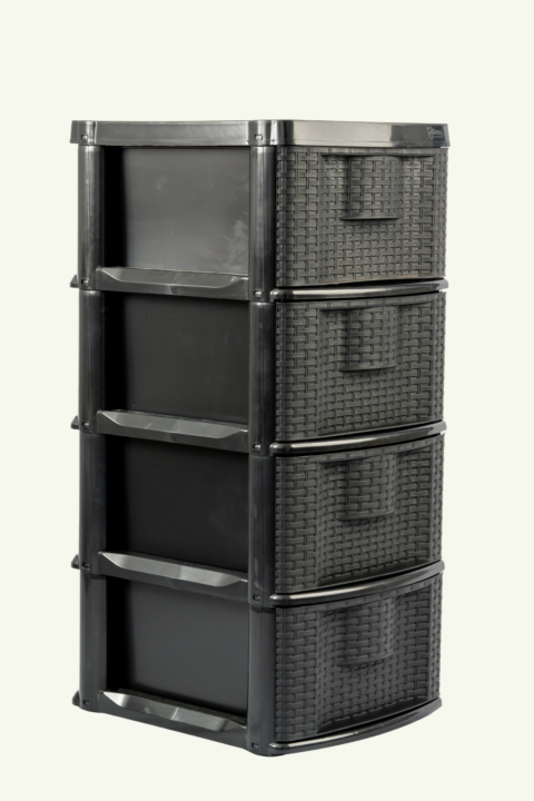 GAVETEIRO RATTAN 4 GAVETAS - PRETO