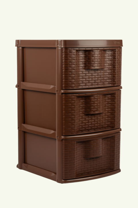 GAVETEIRO RATTAN 3 GAVETAS - MARROM