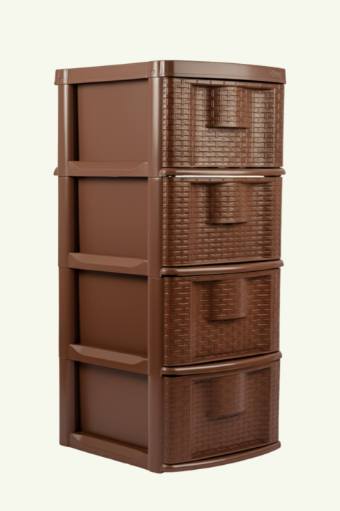 GAVETEIRO RATTAN 4 GAVETAS - MARROM